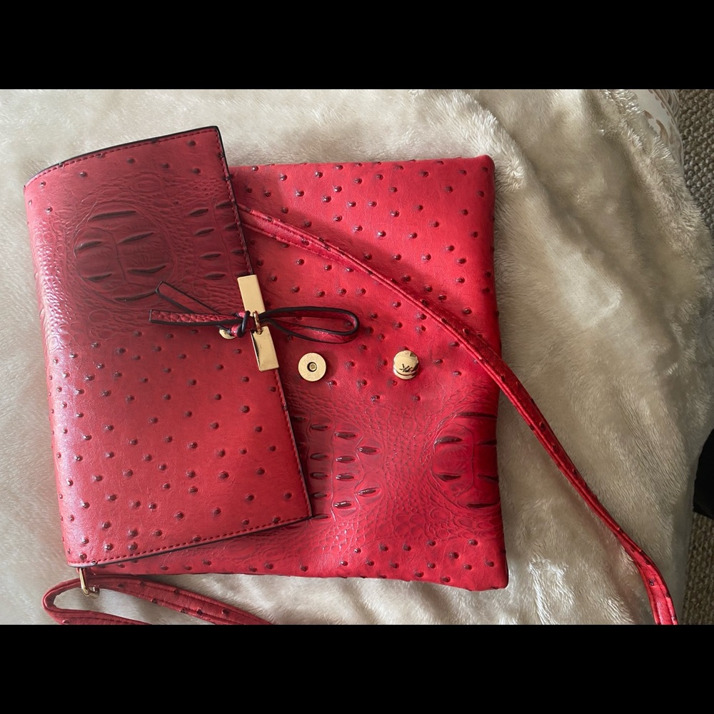 Red satchel bag